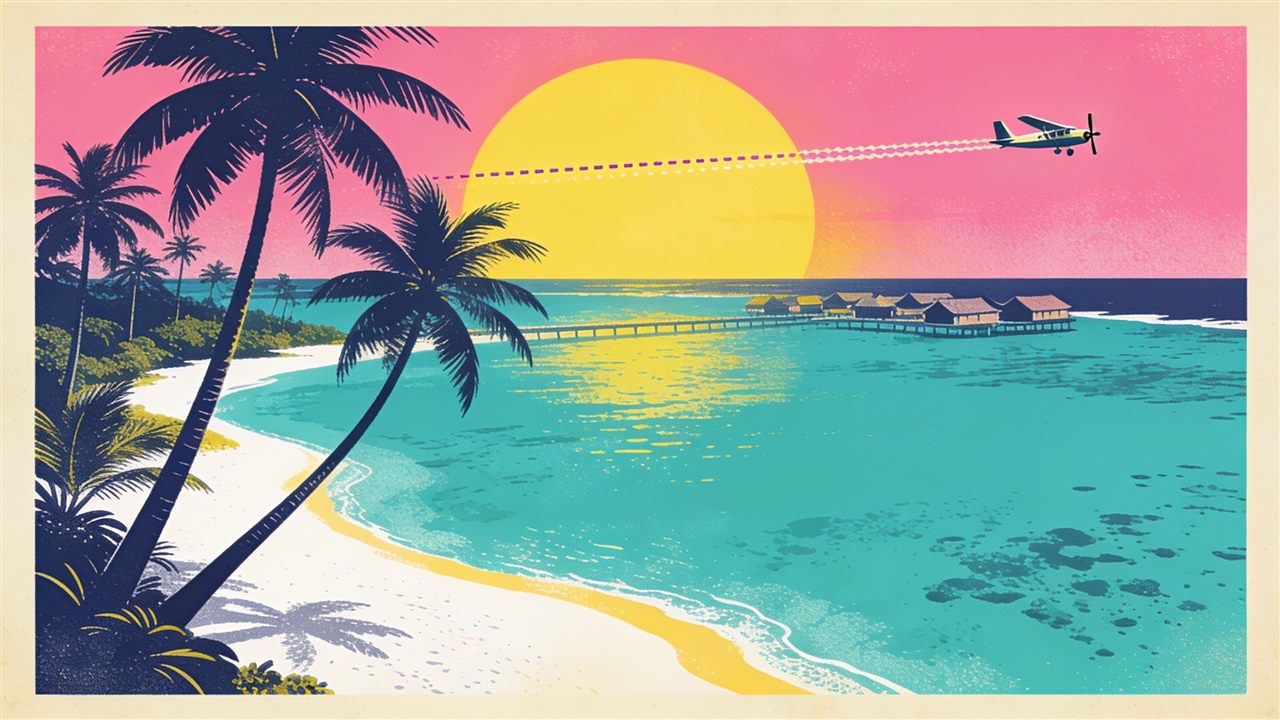 Tropical lagoon at golden hour