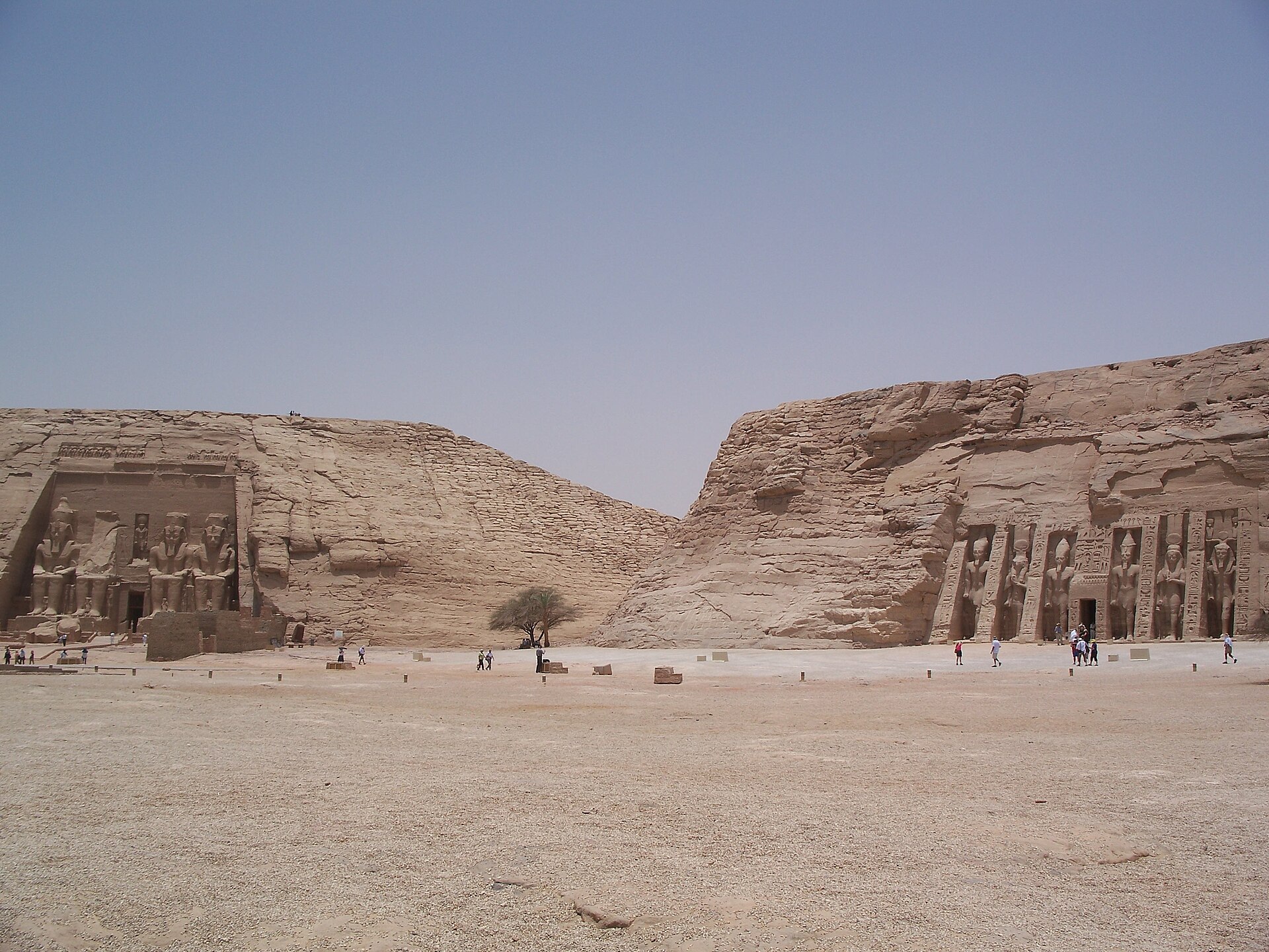 The colossal statues of Ramses II at the Great Temple of Abu Simbel, Egypt
